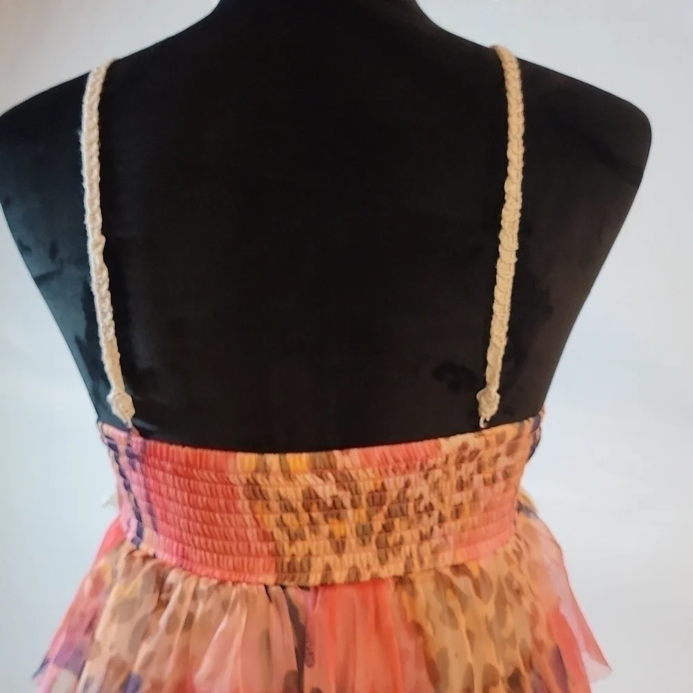 RUFFLED Crochet Multi-Color Dress S Small - Picture 6 of 13